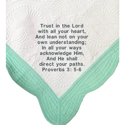 Mint and White Baby Quilt - Bible Verse - Baby Quilt