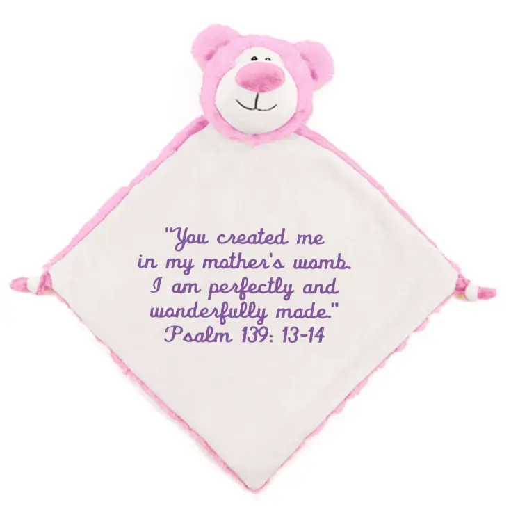 Pink Bear Personalized Lovey - Bible Verse - Personalized