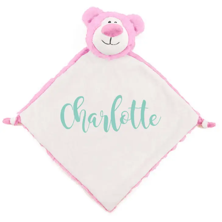 Pink Bear Personalized Lovey - First Name - Personalized