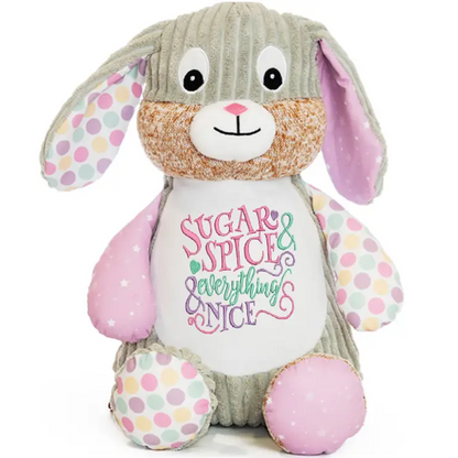 Sensory Bunny Bubblegum Cute Plush - Baby Word Art - Plushie