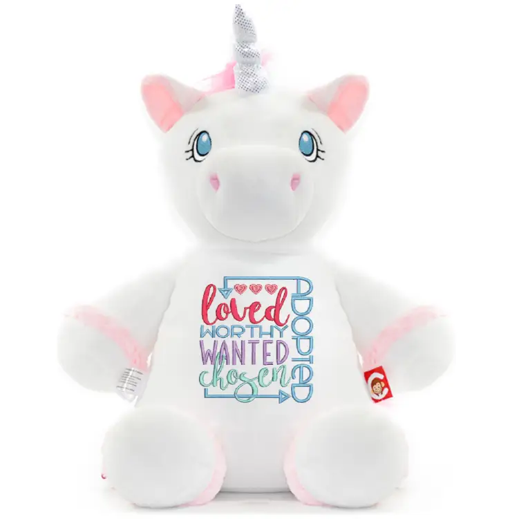 White Unicorn Cute Plush - Baby Word Art - Plushie
